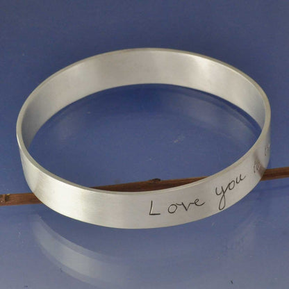 Personalised Handwriting Bangle 10mm Bangle by Chris Parry Jewellery