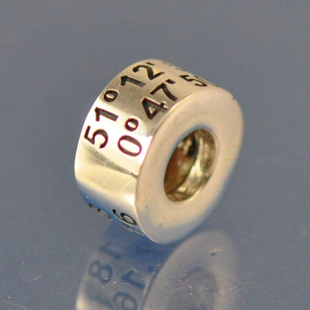 Co-ordinates. Personalised Bead. Bead by Chris Parry Jewellery