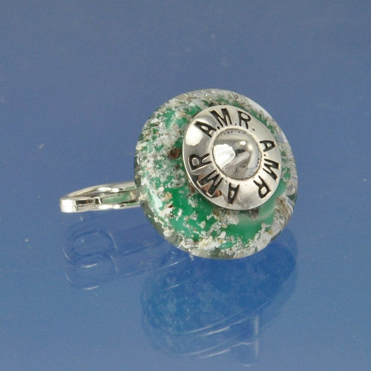 Cremation Ash Glass Bead WITH CLIP Bead by Chris Parry Jewellery