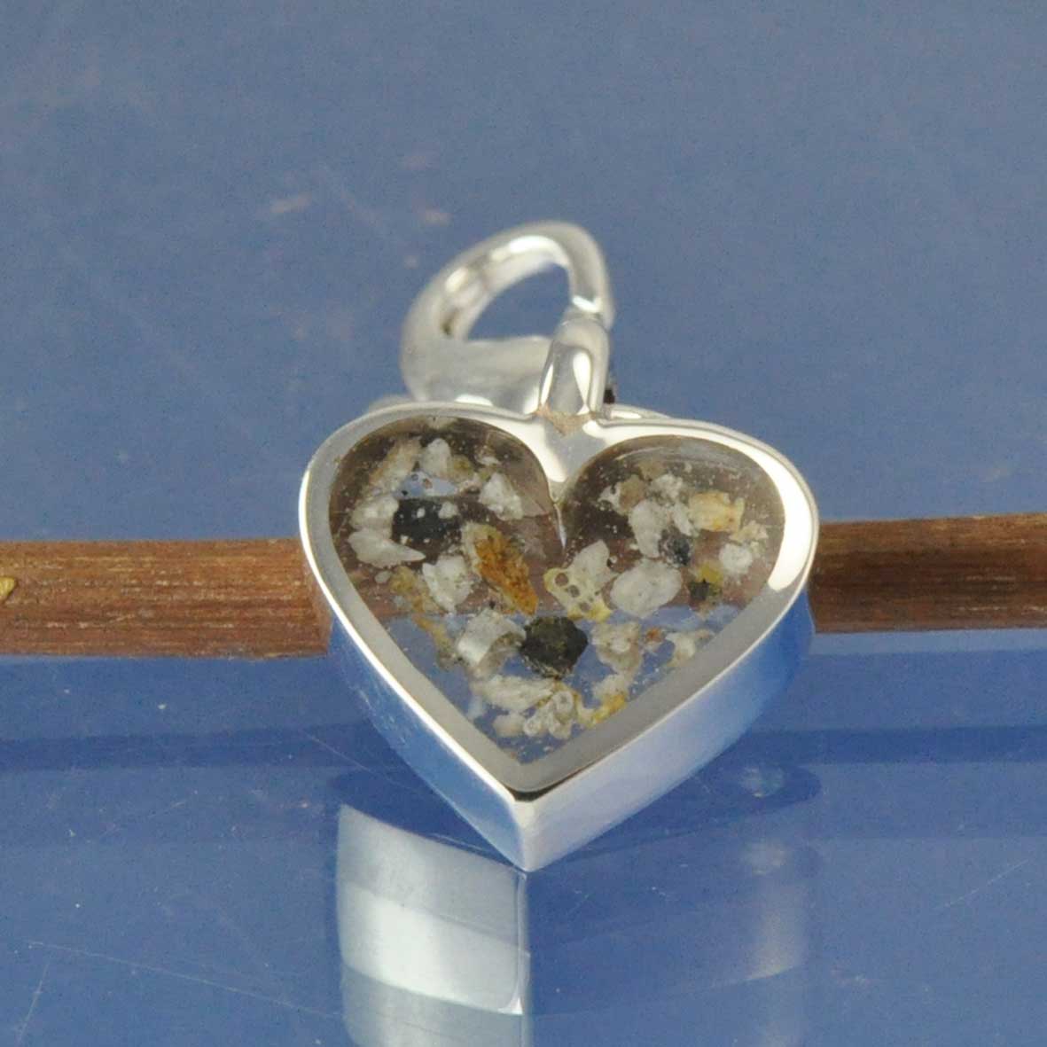 Cremation Ash Heart Charm WITH CLIP Bead by Chris Parry Jewellery