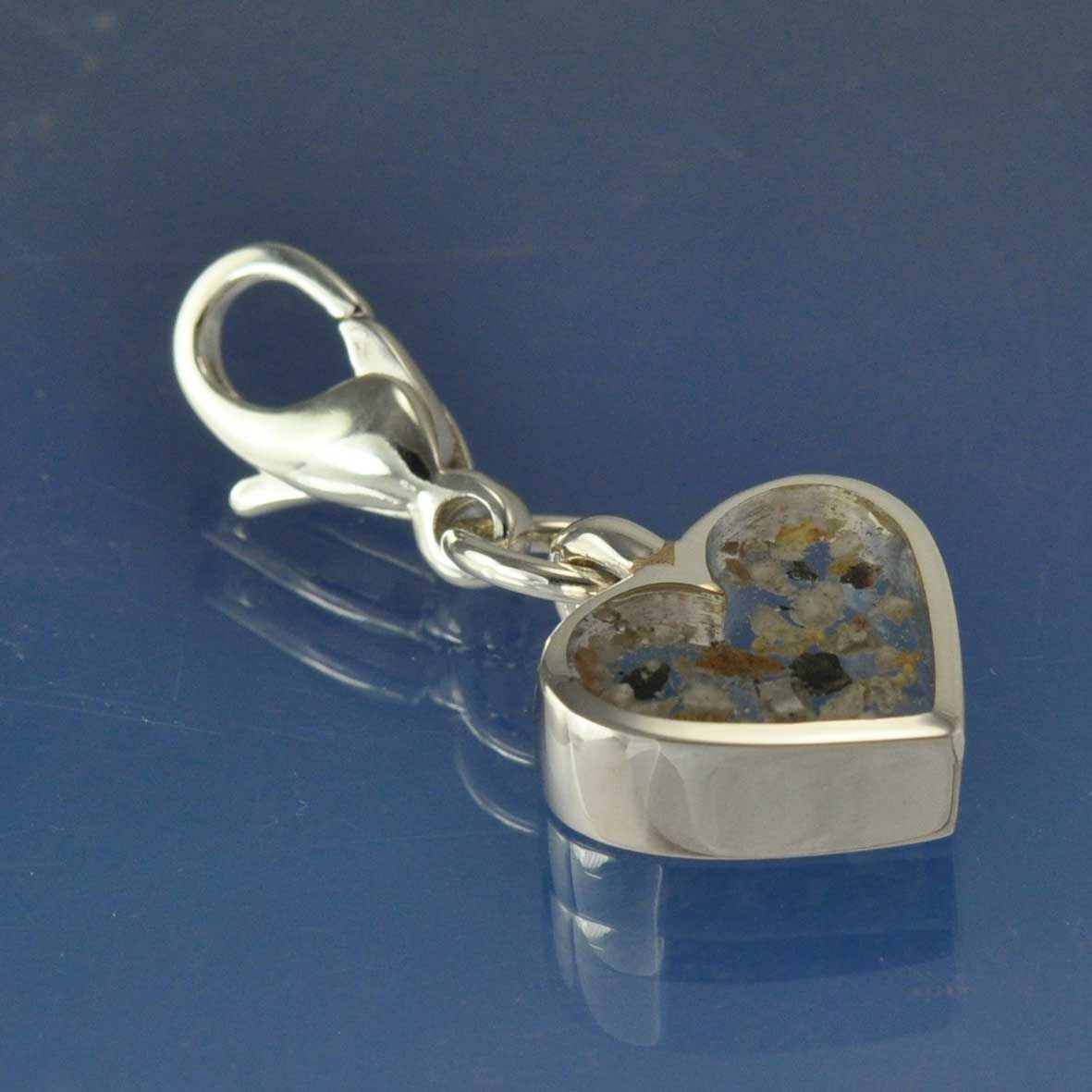 Cremation Ash Heart Charm WITH CLIP Bead by Chris Parry Jewellery