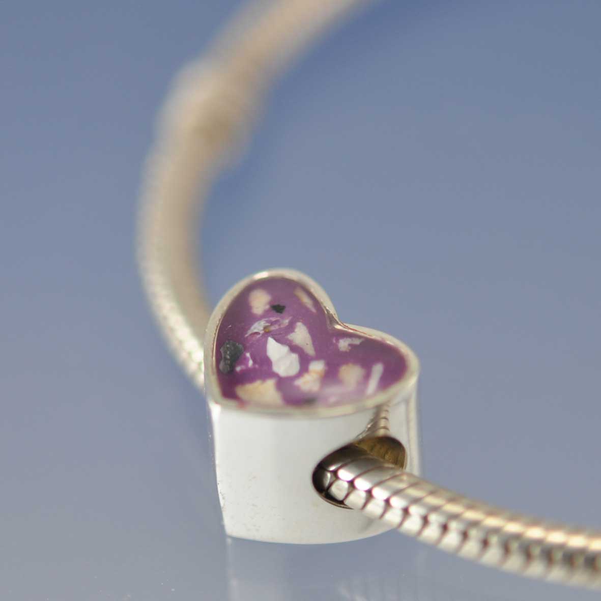 Cremation Ashes Charm Bead - Personalised Heart Bead by Chris Parry Jewellery