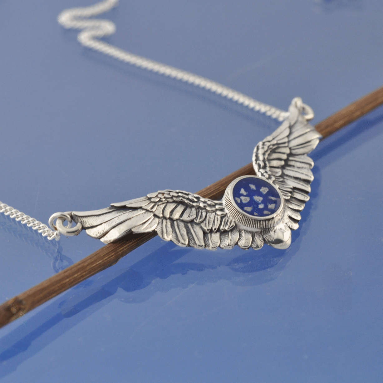 Cremation Ashes Flying Wings Necklace Bead by Chris Parry Jewellery