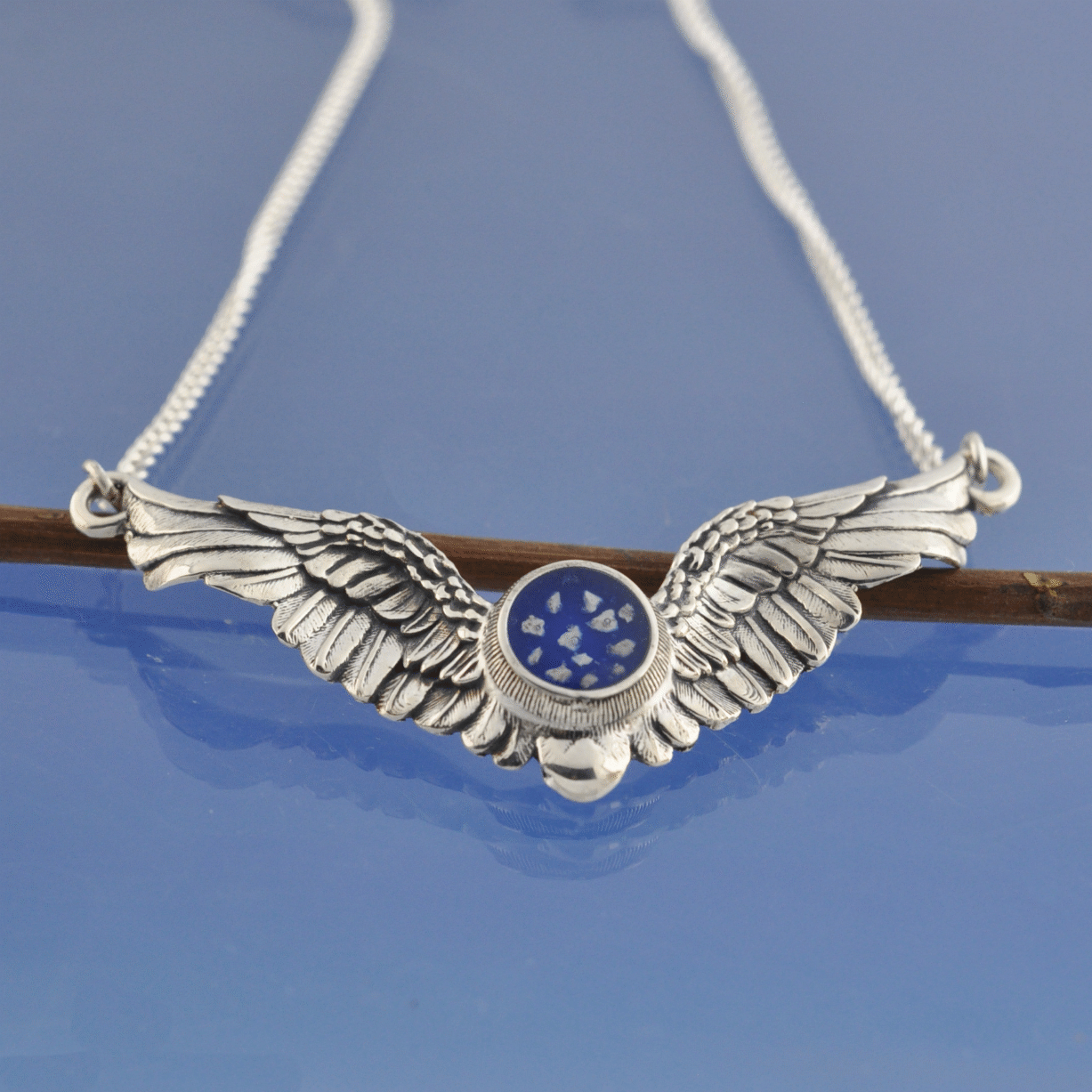 Cremation Ashes Flying Wings Necklace Bead by Chris Parry Jewellery