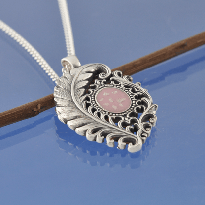 Cremation Ashes Necklace - Curled Feather Bead by Chris Parry Jewellery