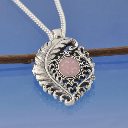 Cremation Ashes Necklace - Curled Feather Bead by Chris Parry Jewellery