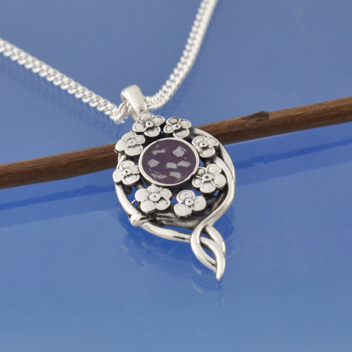 Cremation Ashes Necklace - Forget Me Nots Bead by Chris Parry Jewellery