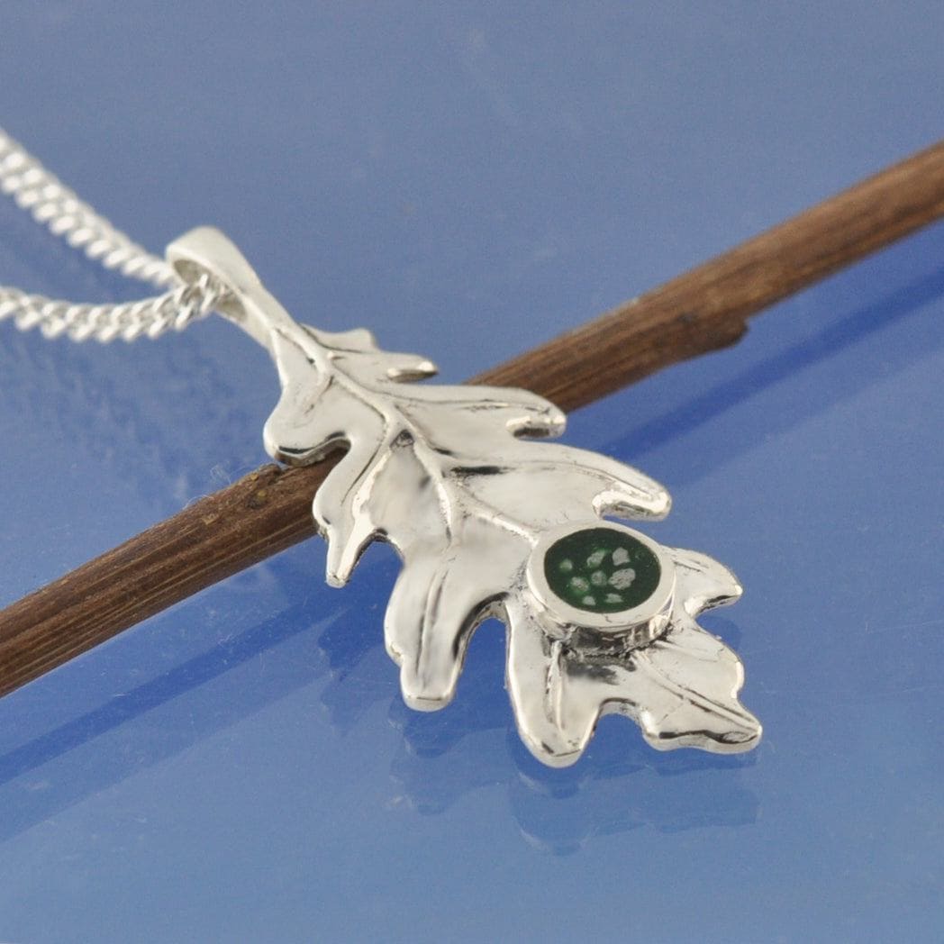 Cremation Ashes Necklace - Oak Leaf Bead by Chris Parry Jewellery