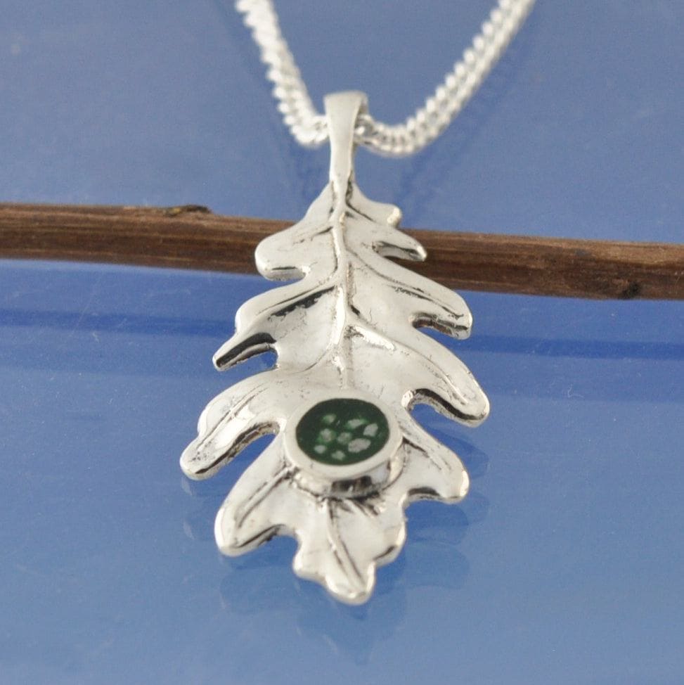 Cremation Ashes Necklace - Oak Leaf Bead by Chris Parry Jewellery