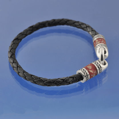 Cremation Ashes Rope Leather Bracelet. Bead by Chris Parry Jewellery