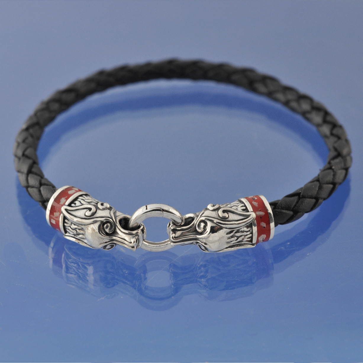 Cremation Ashes Wolf / Dog Leather Bracelet. - Collar Bead by Chris Parry Jewellery