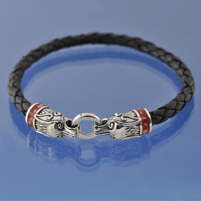 Cremation Ashes Wolf / Dog Leather Bracelet. - Collar Bead by Chris Parry Jewellery