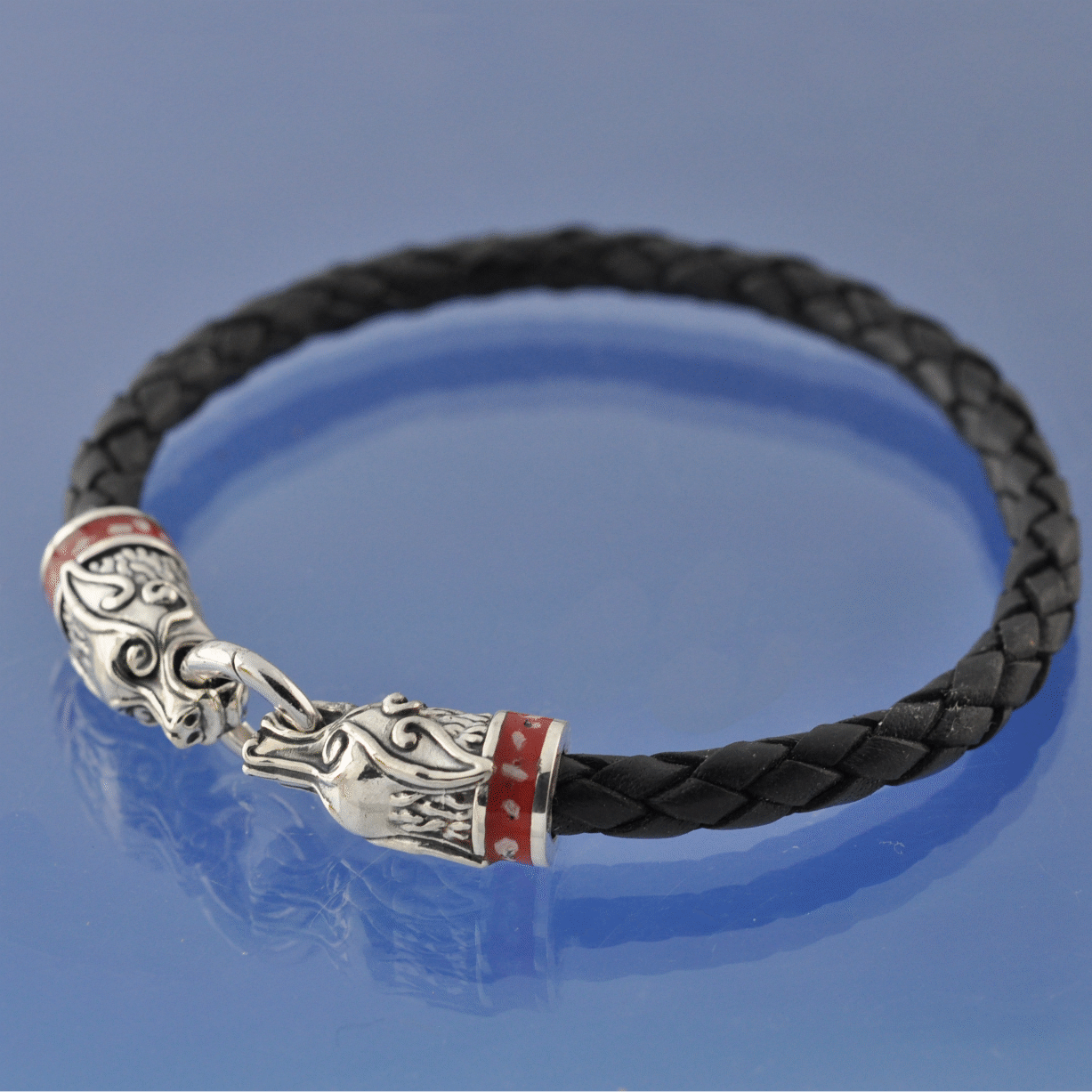 Cremation Ashes Wolf / Dog Leather Bracelet. - Collar Bead by Chris Parry Jewellery