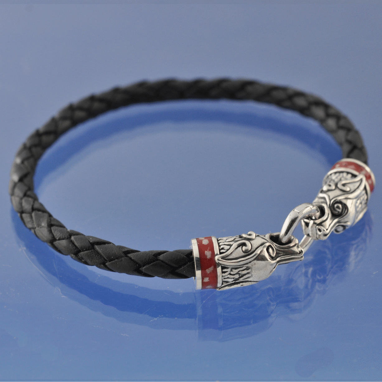 Cremation Ashes Wolf / Dog Leather Bracelet. - Collar Bead by Chris Parry Jewellery