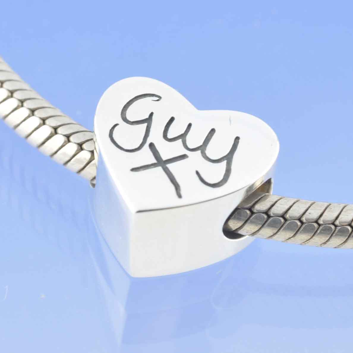 Handwriting Charm - Heart Bead by Chris Parry Jewellery