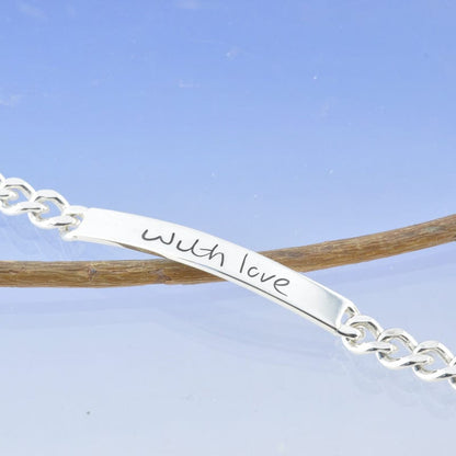 Cremation Ash Bracelet with Handwriting. Bracelet by Chris Parry Jewellery