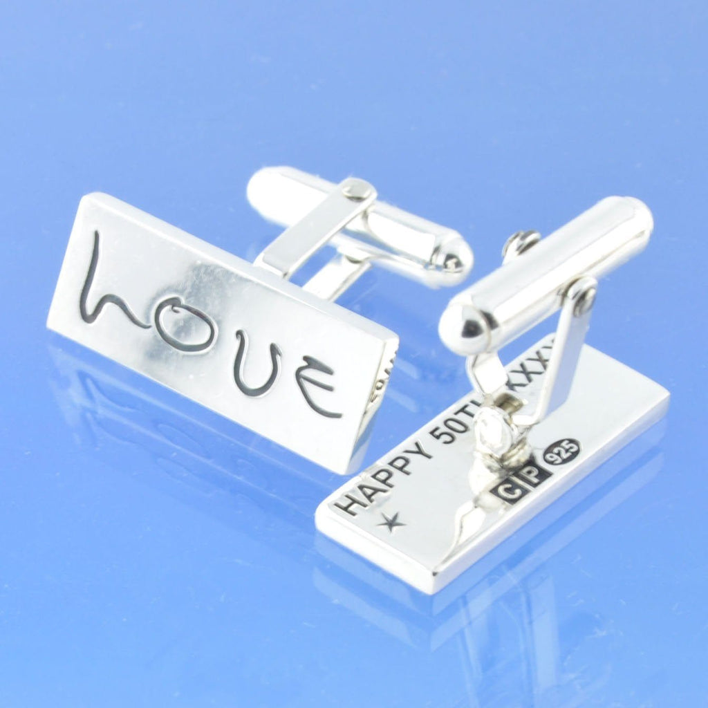 Cremation Ash Cufflinks - With Hand Writing Cufflinks by Chris Parry Jewellery