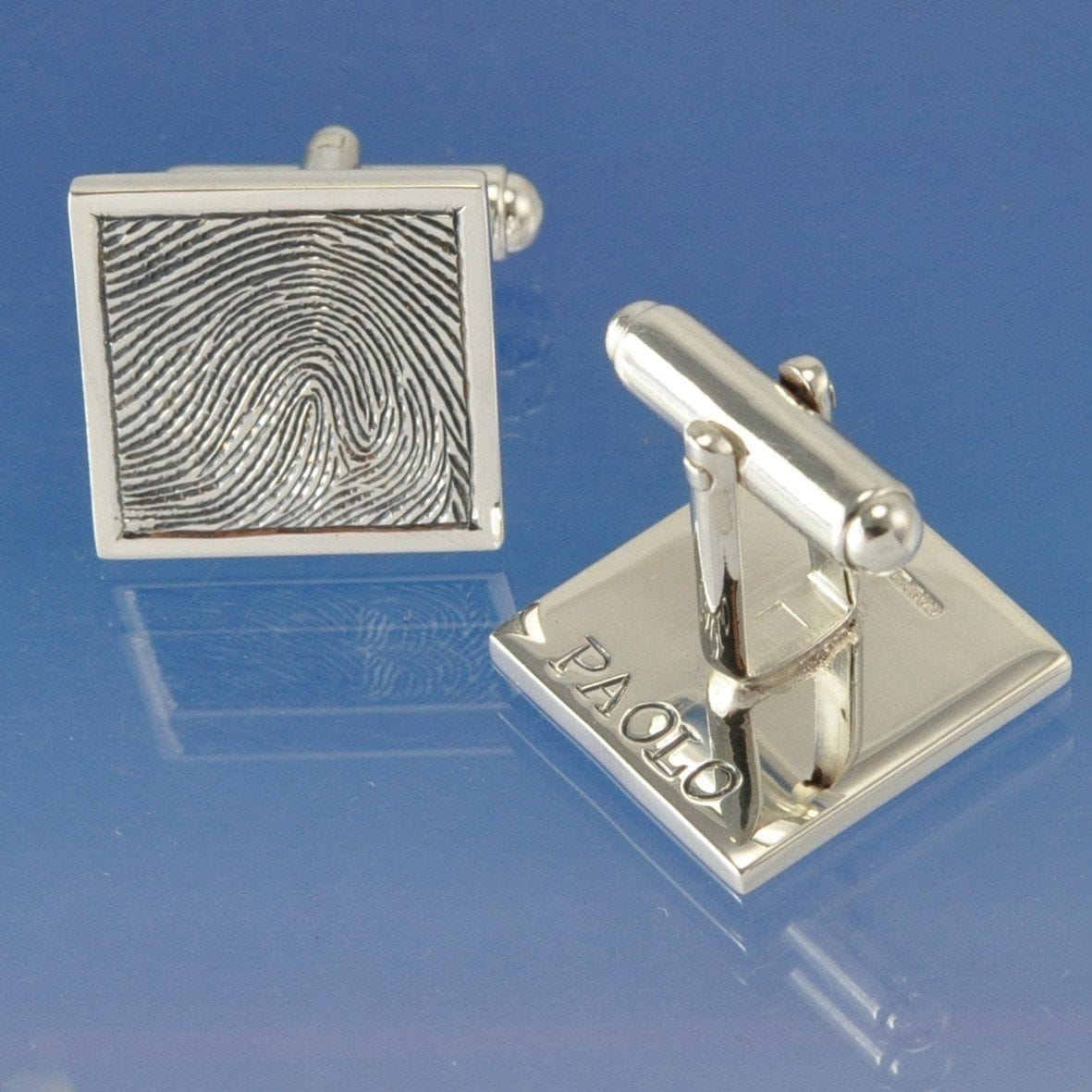 Fingerprint Cufflinks - Square Cufflinks by Chris Parry Jewellery