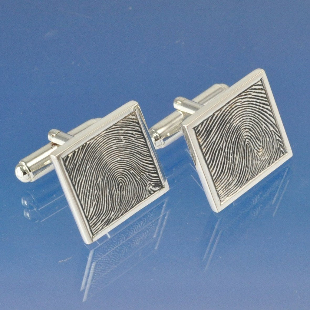 Fingerprint Cufflinks - Square Cufflinks by Chris Parry Jewellery