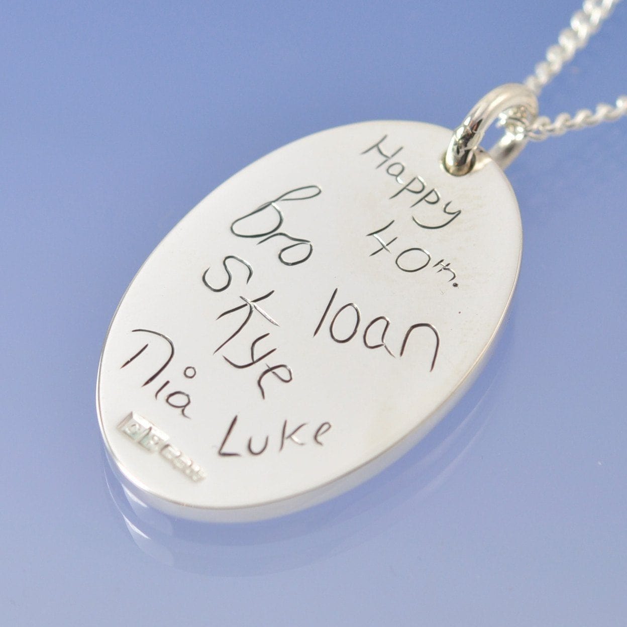 Small offers Oval Artwork Handwriting Necklace