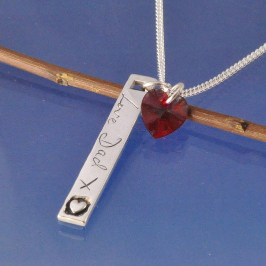 Handwriting Necklace with Heart Cufflinks by Chris Parry Jewellery