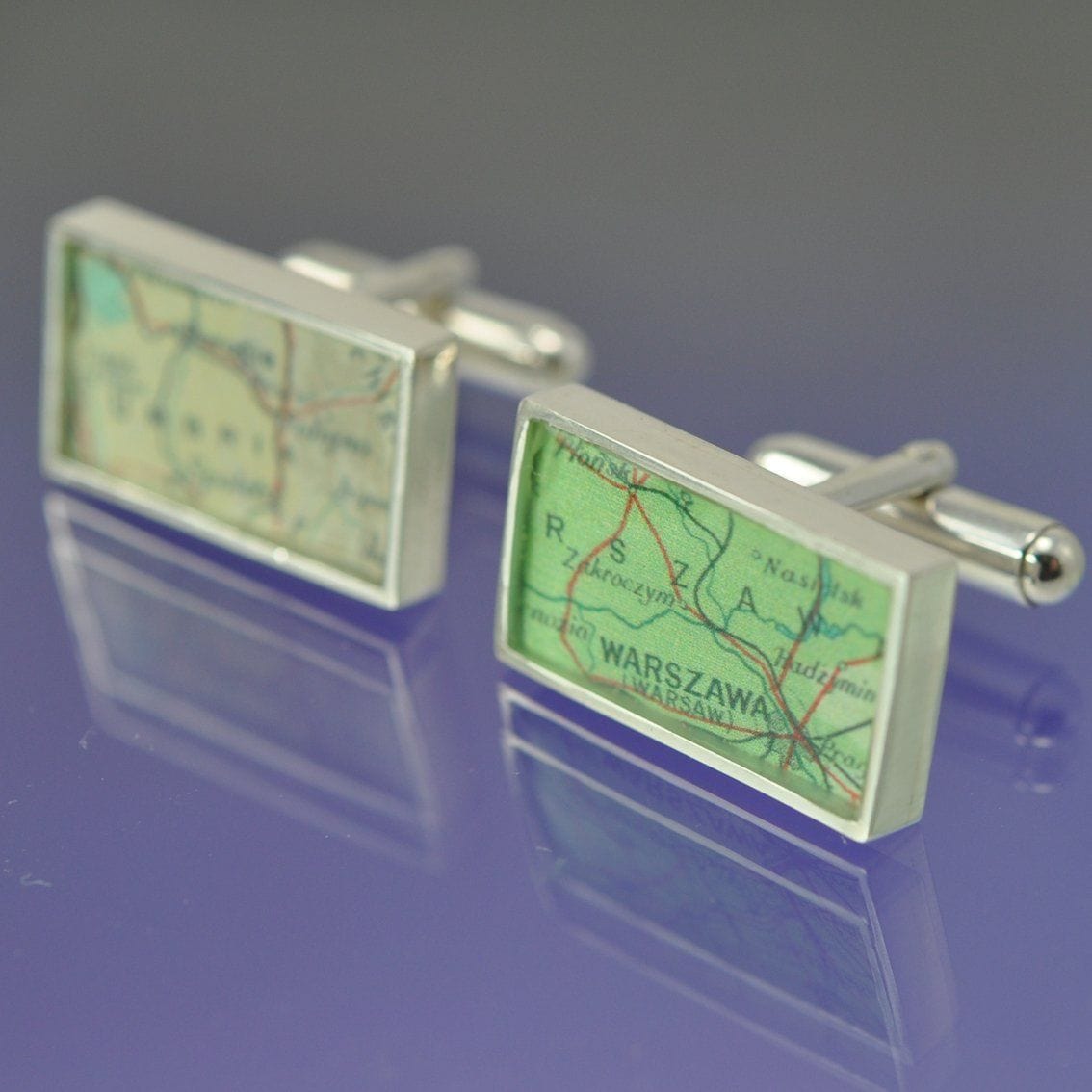 Personalised Vintage Map Cufflinks - Rectangular Cufflinks by Chris Parry Jewellery