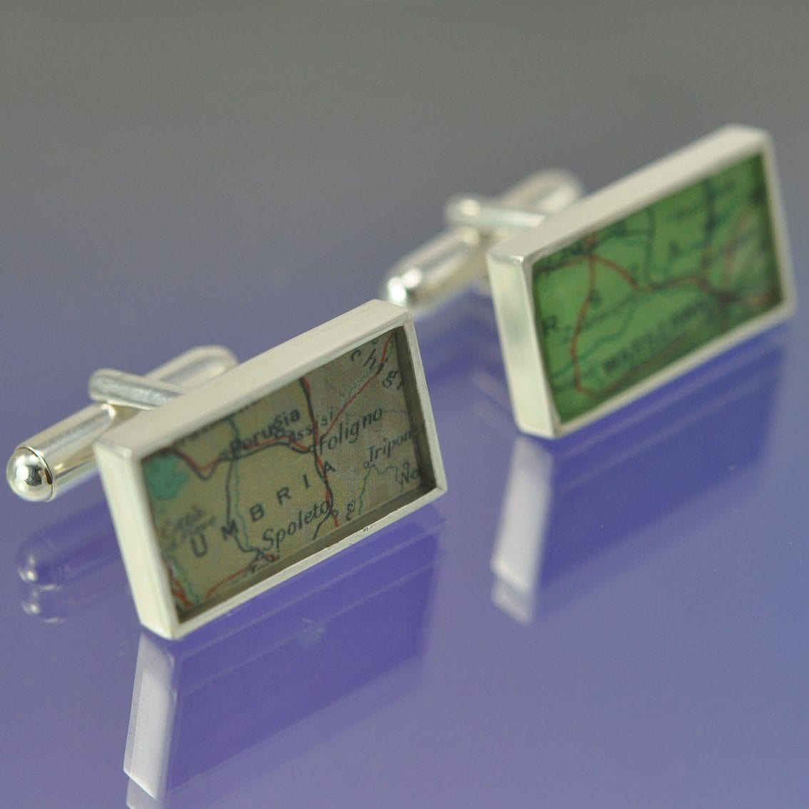 Personalised Vintage Map Cufflinks - Rectangular Cufflinks by Chris Parry Jewellery