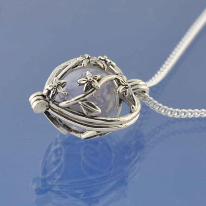 Ashes Necklace | Ashes In Glass Marble | Hearts & Forget Me Nots Pendant by Chris Parry Jewellery
