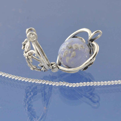 Ashes Necklace | Ashes In Glass Marble | Hearts & Forget Me Nots Pendant by Chris Parry Jewellery