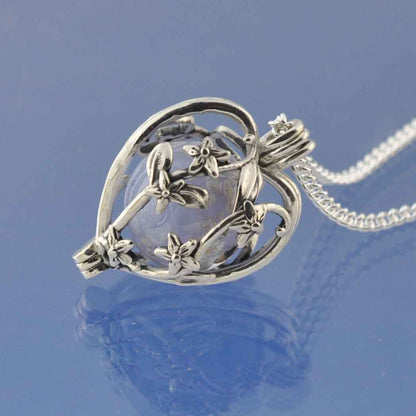 Ashes Necklace | Ashes In Glass Marble | Hearts & Forget Me Nots Pendant by Chris Parry Jewellery