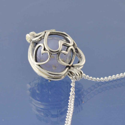 Ashes Necklace | Ashes In Glass Marble | Hearts & Forget Me Nots Pendant by Chris Parry Jewellery