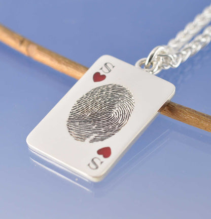 Cremated Ash Fingerprint Dog Tag Necklace Pendant by Chris Parry Jewellery