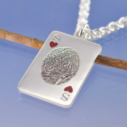 Cremated Ash Fingerprint Dog Tag Necklace Pendant by Chris Parry Jewellery