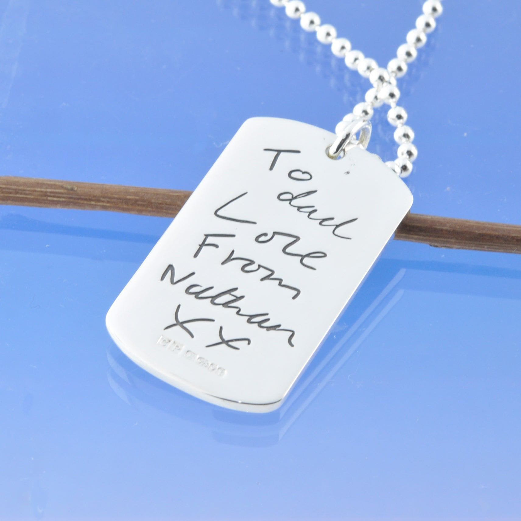 Cremated Ashes Dog Tag Necklace Pendant by Chris Parry Jewellery