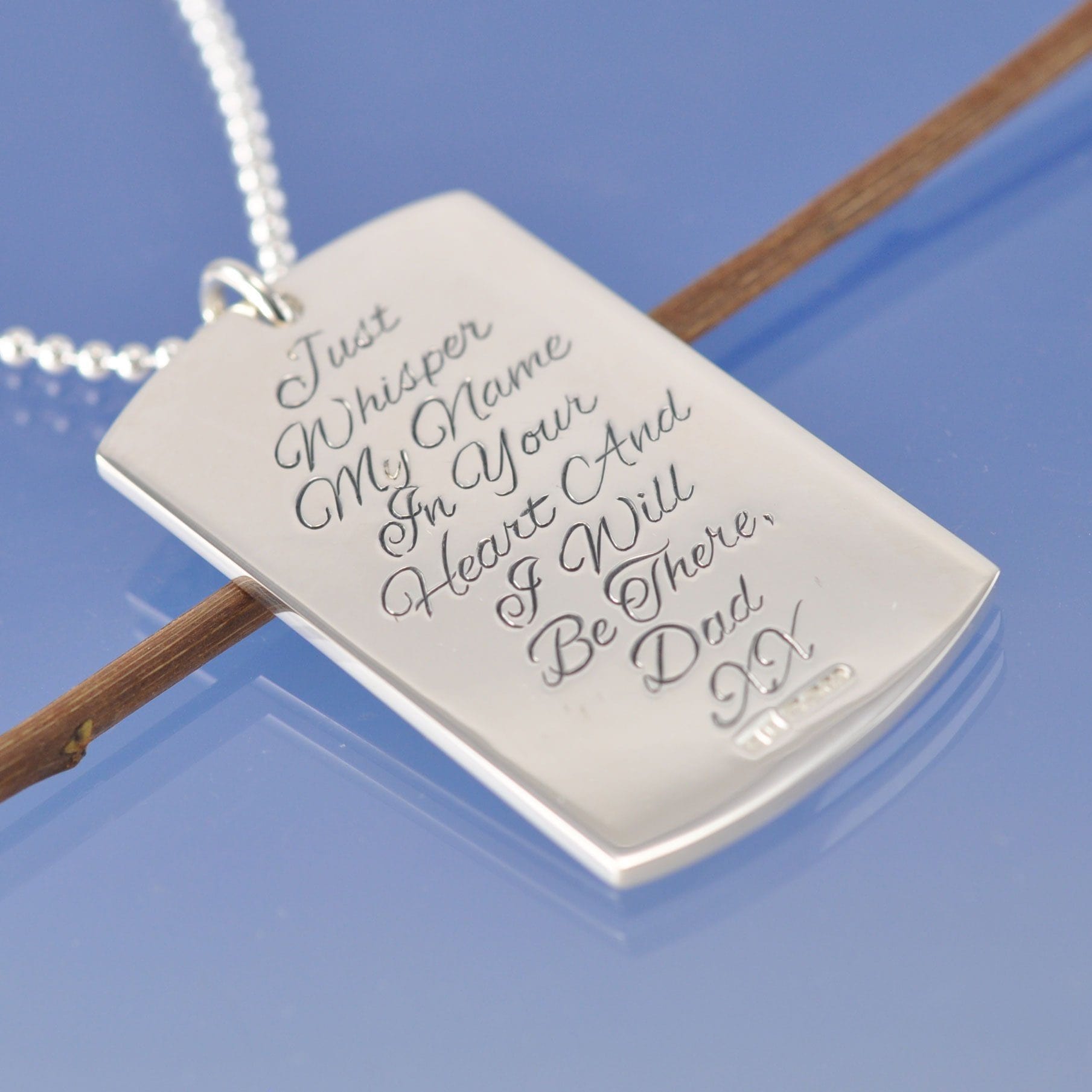 Cremated Ashes Dog Tag Necklace Pendant by Chris Parry Jewellery