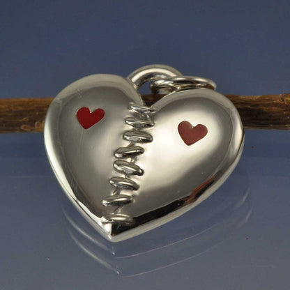 Cremation Ash Necklace - Broken Stitched Heart Pendant by Chris Parry Jewellery