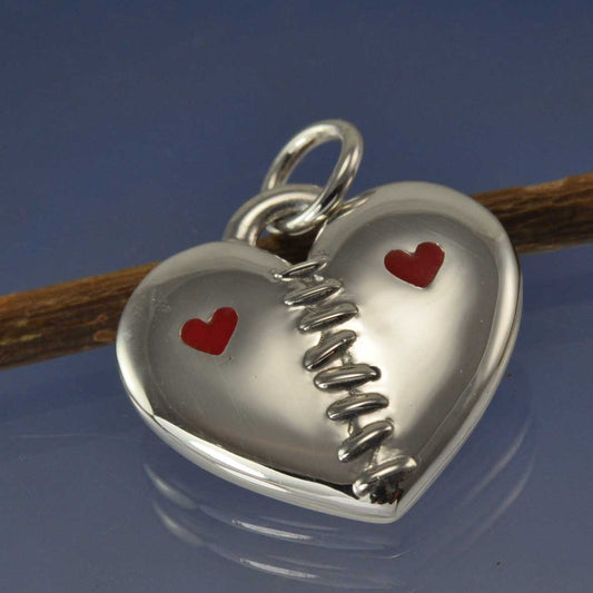 Cremation Ash Necklace - Broken Stitched Heart Pendant by Chris Parry Jewellery