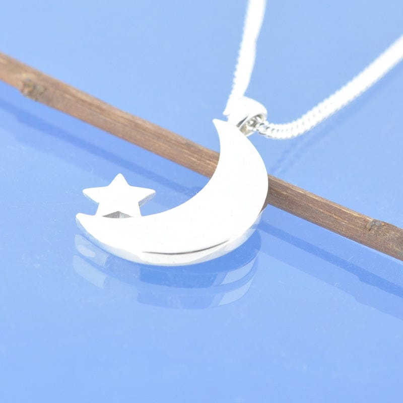Cremation Ash Necklace - Crescent Moon And Star Pendant by Chris Parry Jewellery