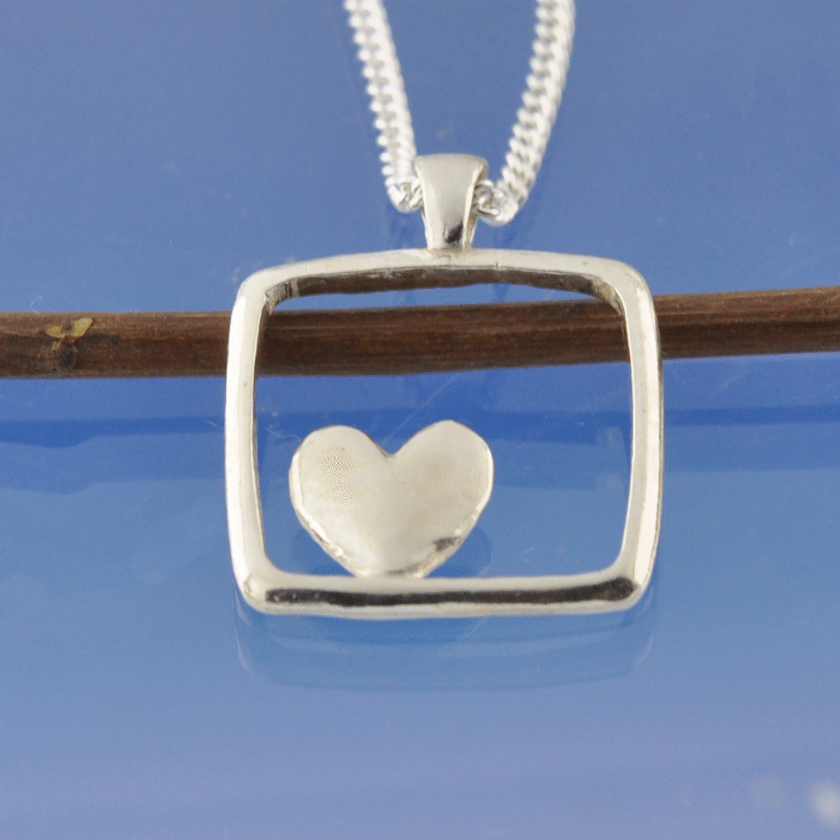 Cremation Ash Necklace - Heart In Frame Pendant by Chris Parry Jewellery