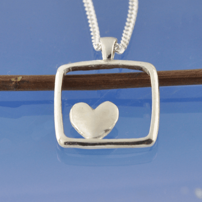 Cremation Ash Necklace - Heart In Frame Pendant by Chris Parry Jewellery