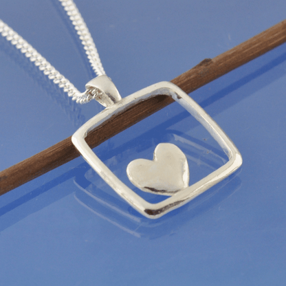 Cremation Ash Necklace - Heart In Frame Pendant by Chris Parry Jewellery