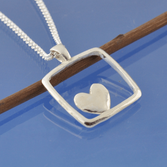 Cremation Ash Necklace - Heart In Frame Pendant by Chris Parry Jewellery