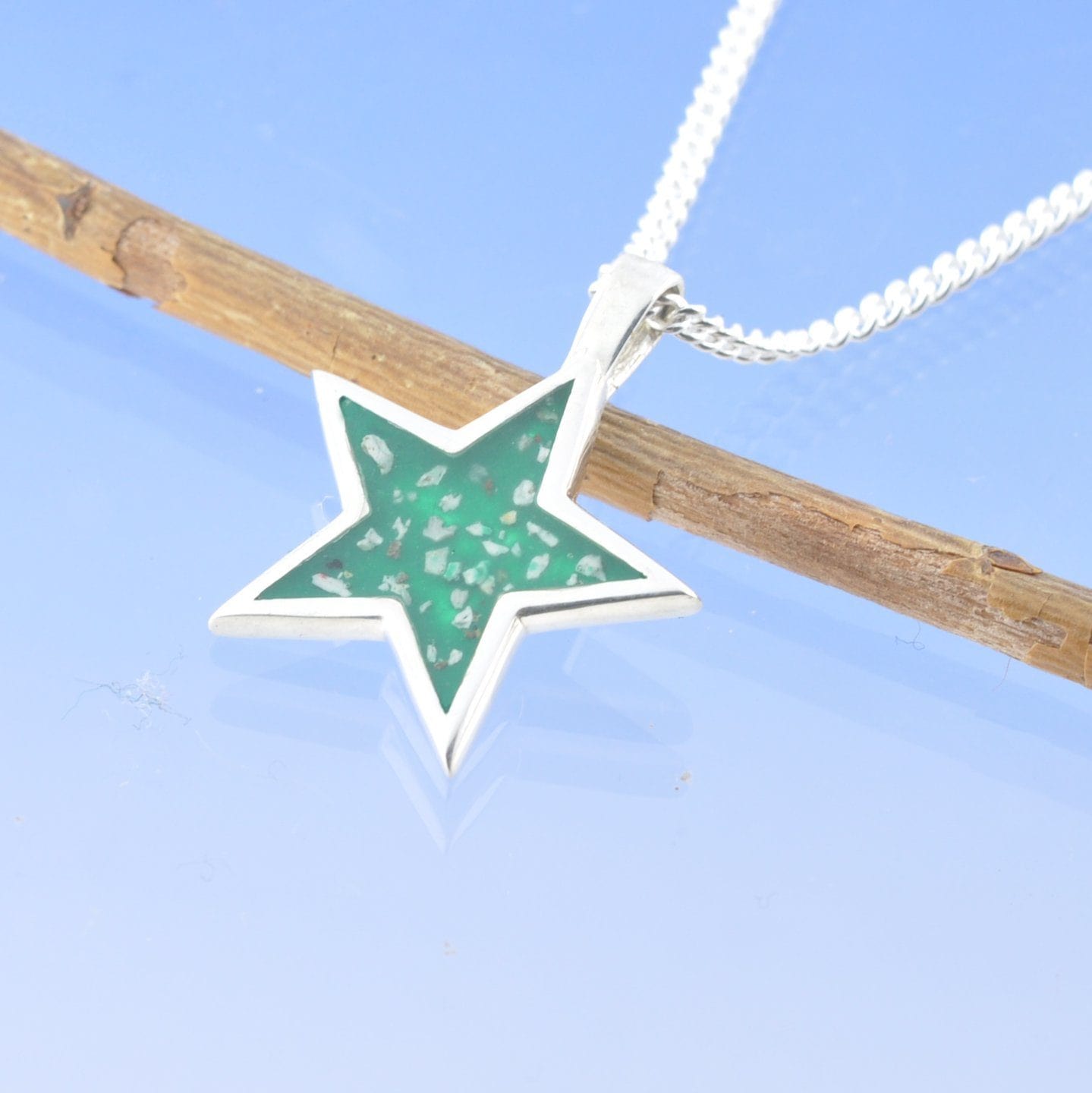 Cremation Ash Necklace - Solid Star 20mm Pendant by Chris Parry Jewellery