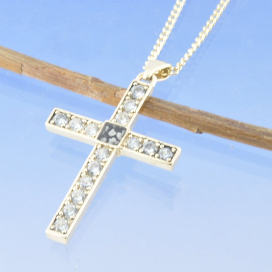 Cremation Ashes Cross Necklace - Sparkling Pendant by Chris Parry Jewellery