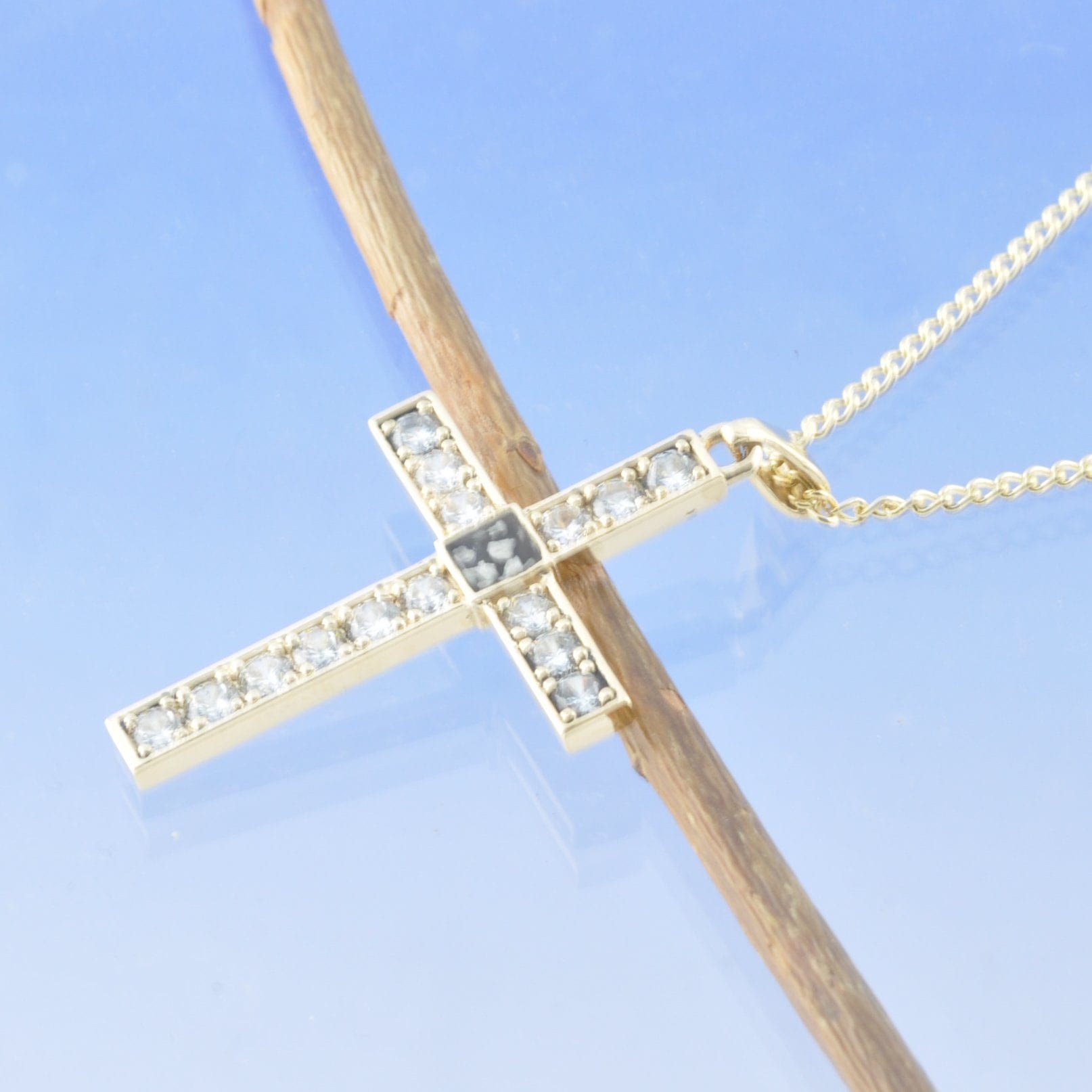 Cremation Ashes Cross Necklace - Sparkling Pendant by Chris Parry Jewellery