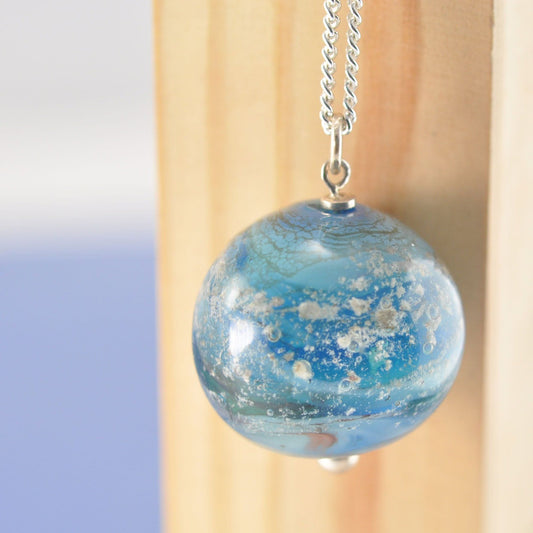 Cremation Ashes Glass Necklace - Glass Globe Jewellery Pendant by Chris Parry Jewellery