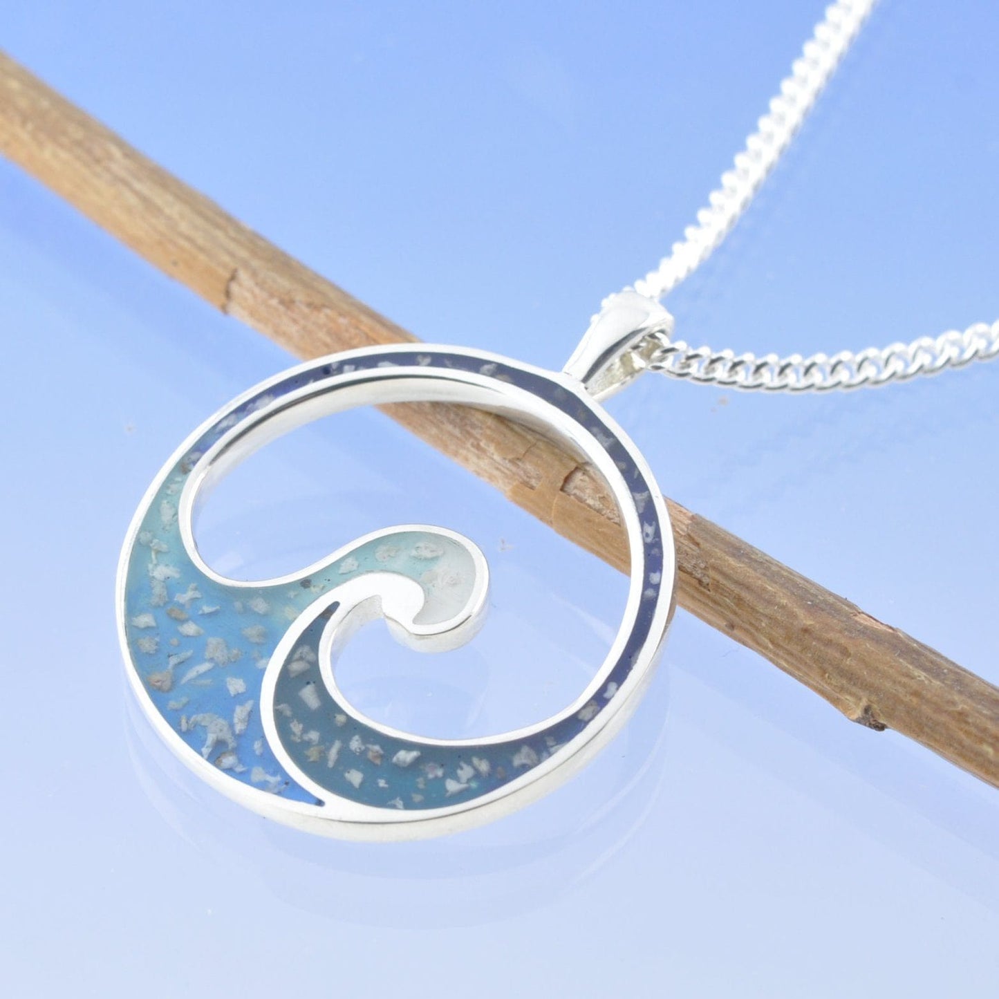 Cremation Ashes Necklace - Crashing Wave Pendant by Chris Parry Jewellery