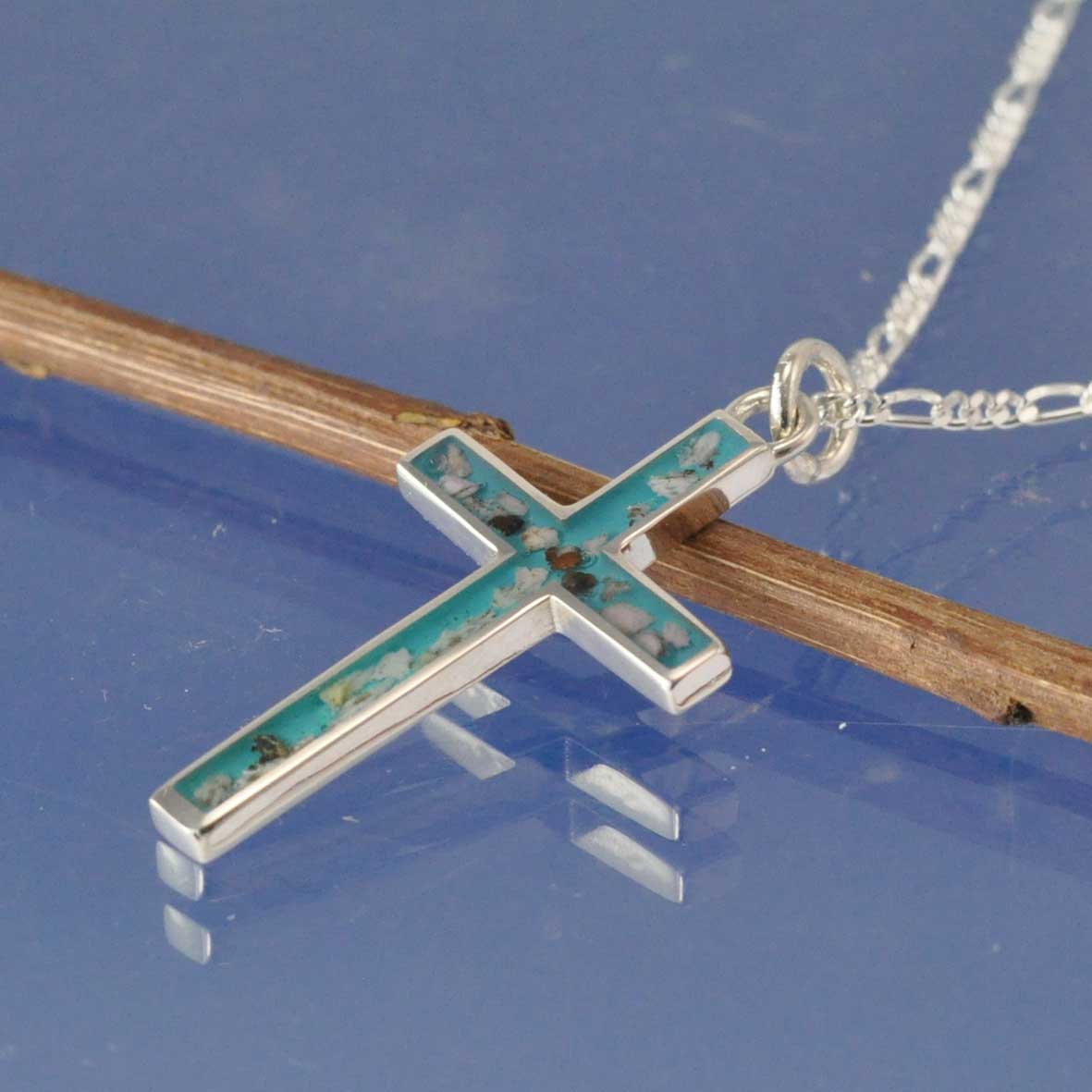 Spanish Cross Oval Sterling Cremation Jewelry Necklace for Ashes