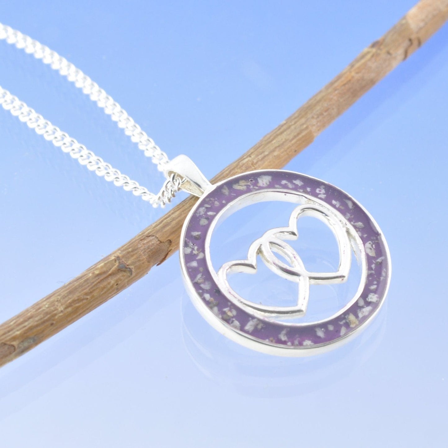 Cremation Ashes Necklace - Double Heart Halo Pendant by Chris Parry Jewellery