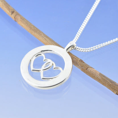 Cremation Ashes Necklace - Double Heart Halo Pendant by Chris Parry Jewellery